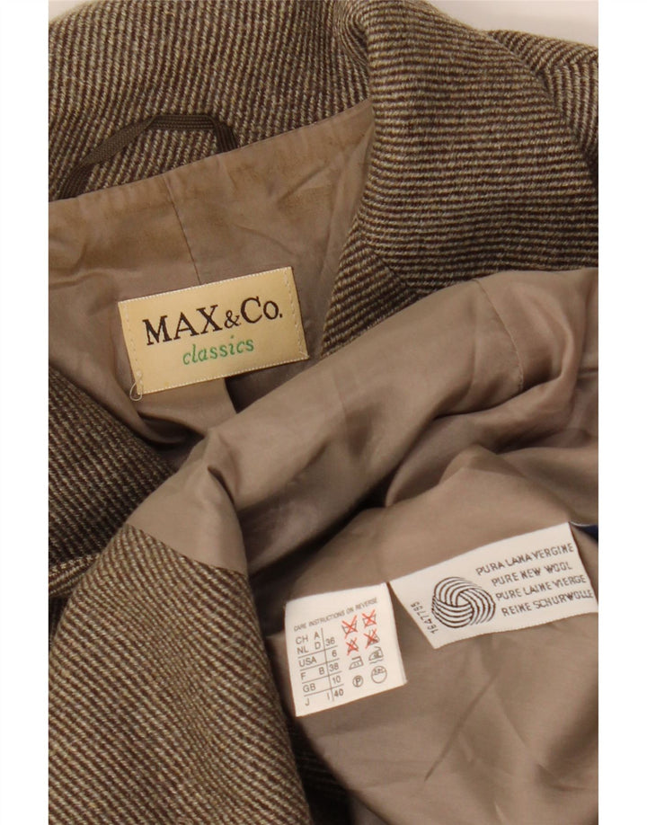 MAX & CO. Womens Classics Blazer Jacket UK 10 Small Brown Pinstripe