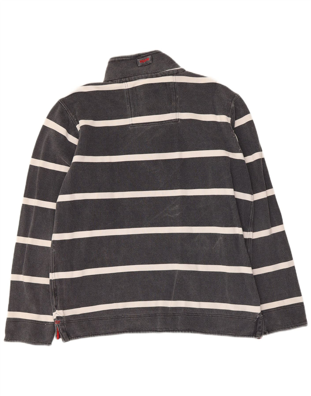 Crew Clothing Felpa da uomo con collo abbottonato Maglione piccolo in cotone a righe grigie