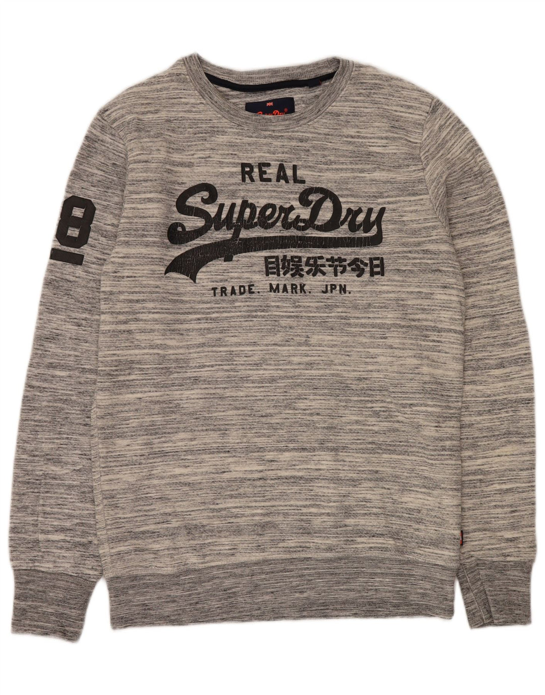 Felpa grafica da uomo SUPERDRY, maglione XL, cotone gessato grigio