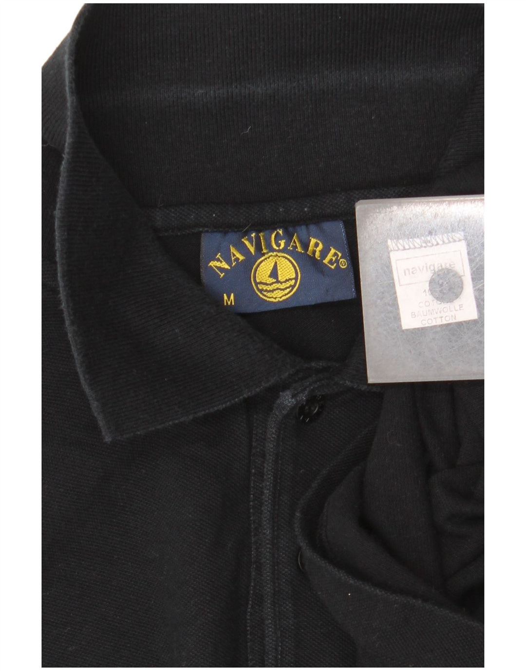 Polo da uomo NAVIGARE in cotone nero medio