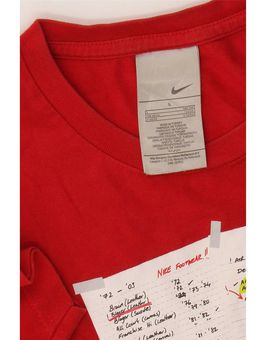 T-shirt grafica Nike Regular da uomo, grande, in cotone rosso