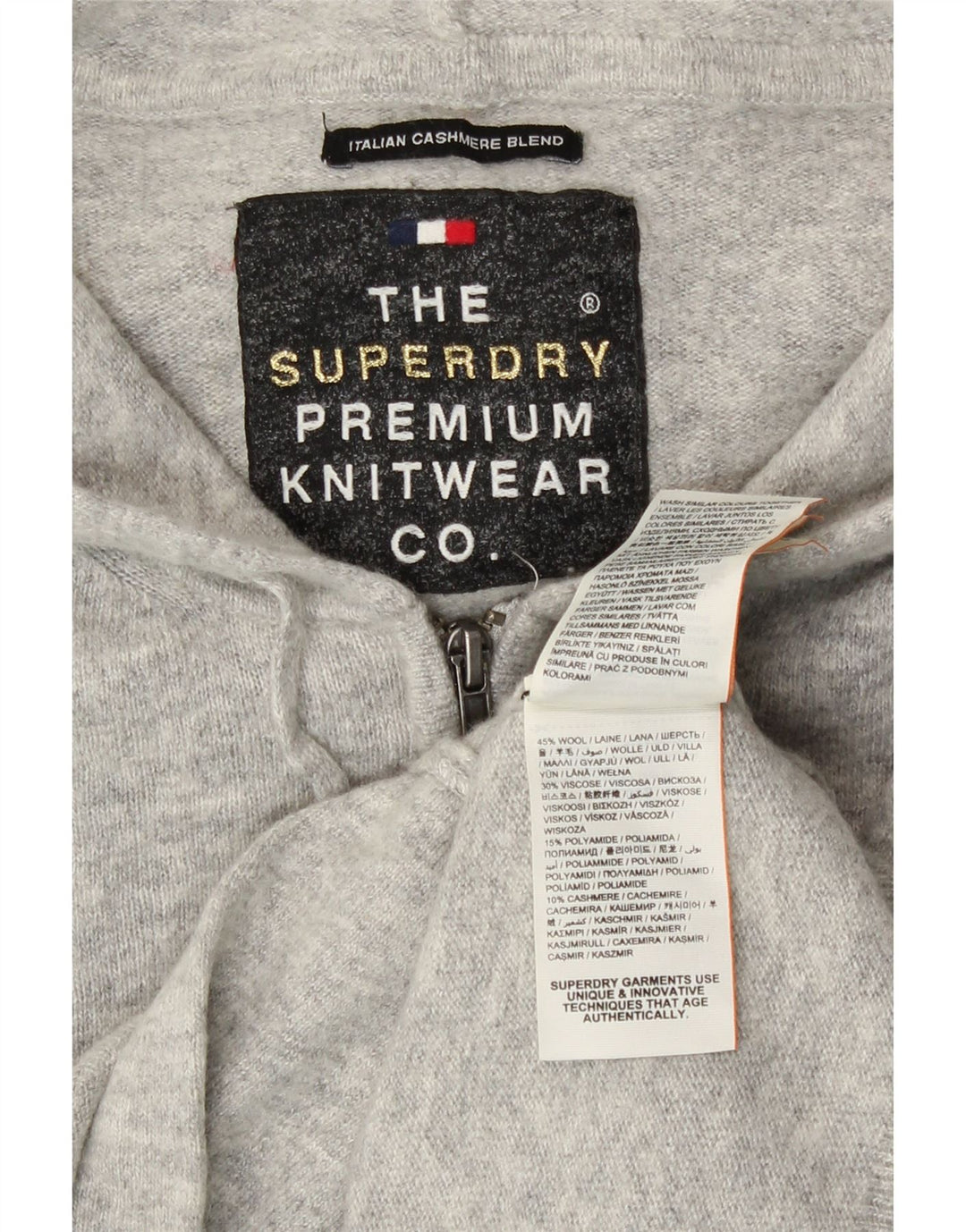 Maglione cardigan con cappuccio da donna Superdry UK 14 Lana grigio medio