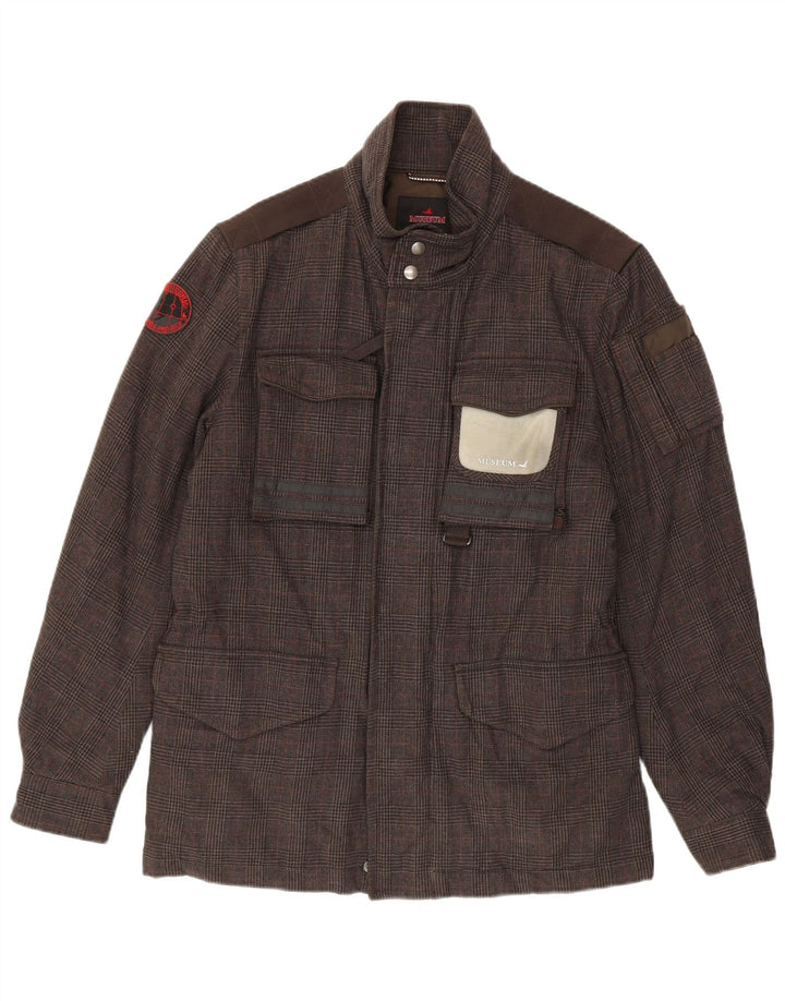Giacca a vento da uomo Museum UK 40 Grande cotone pied de poule marrone