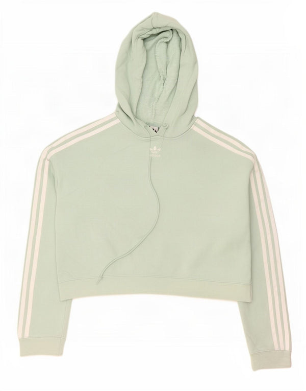 Adidas Womens Crop Oversized Hoodie Jumper UK 6 XS Green Cotton
