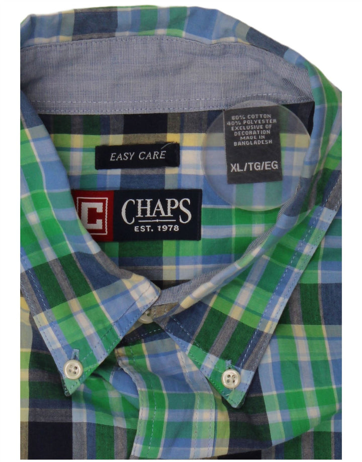 Camicia a maniche corte da uomo Chaps XL in cotone a quadri verdi