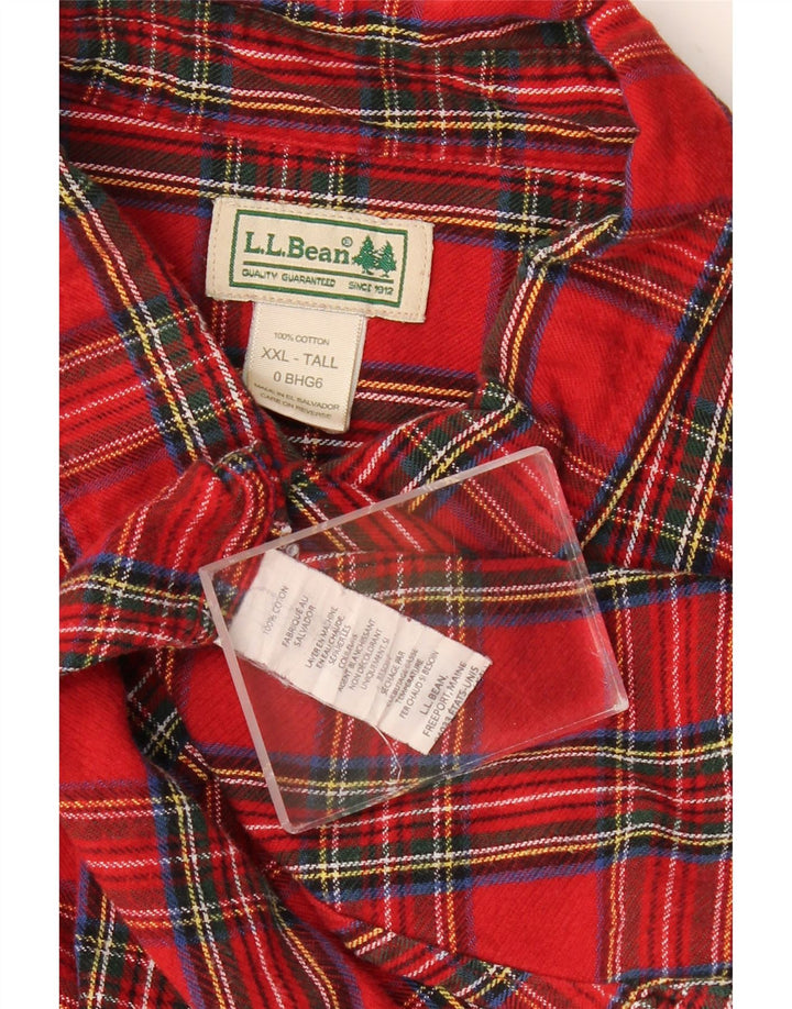 L.L.BEAN Camicia alta da uomo in flanella 2XL Cotone a quadri rossi