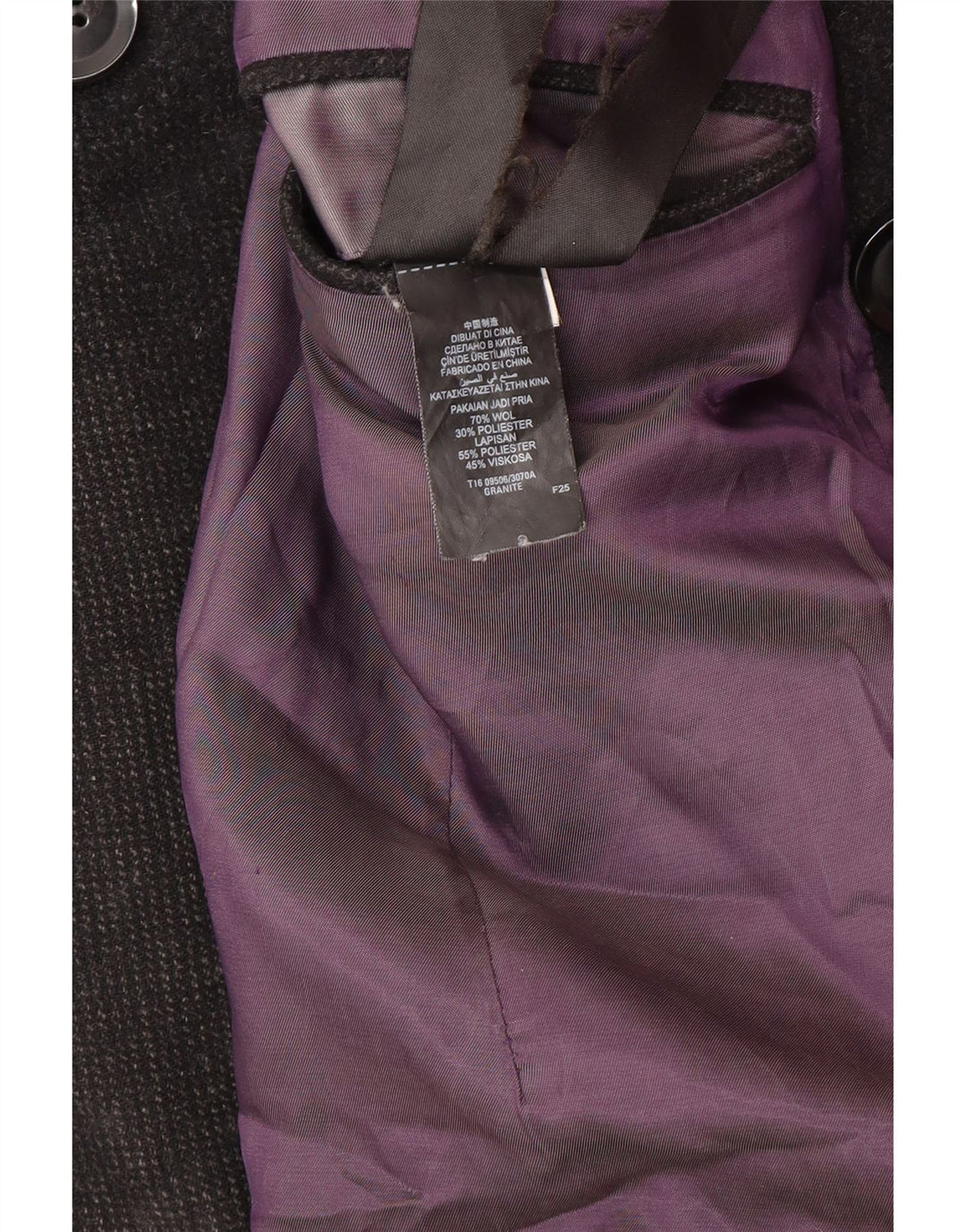 Cappotto da marinaio da uomo Marks & Spencer UK 38 lana nera media