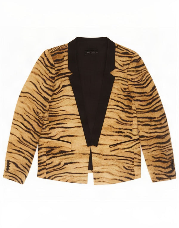 Giacca blazer aperta da donna Zara UK 14 marrone medio stampa animalier