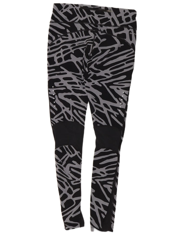 Leggings Nike Dri Fit modello astratto da donna UK 12 nylon nero medio