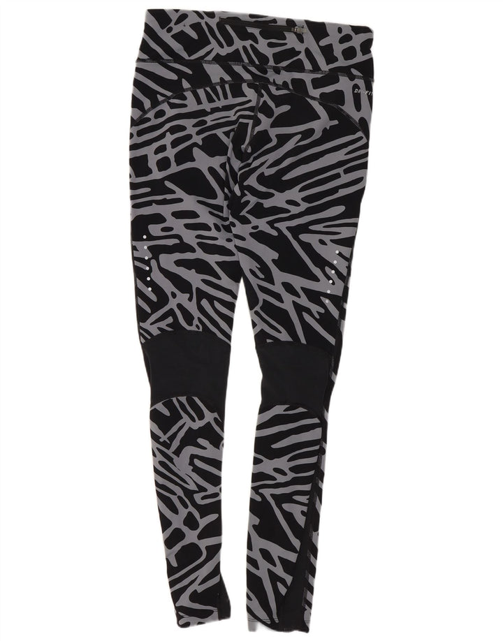 Leggings Nike Dri Fit modello astratto da donna UK 12 nylon nero medio