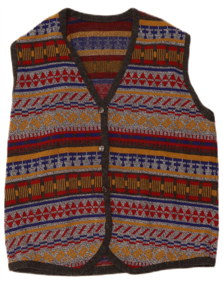 Gilet da donna VINTAGE UK 16 Grande Fair Isle multicolore