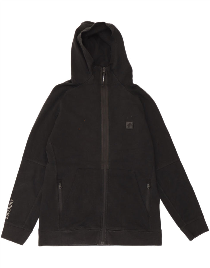 Maglione con cappuccio e zip da uomo Superdry in cotone nero medio