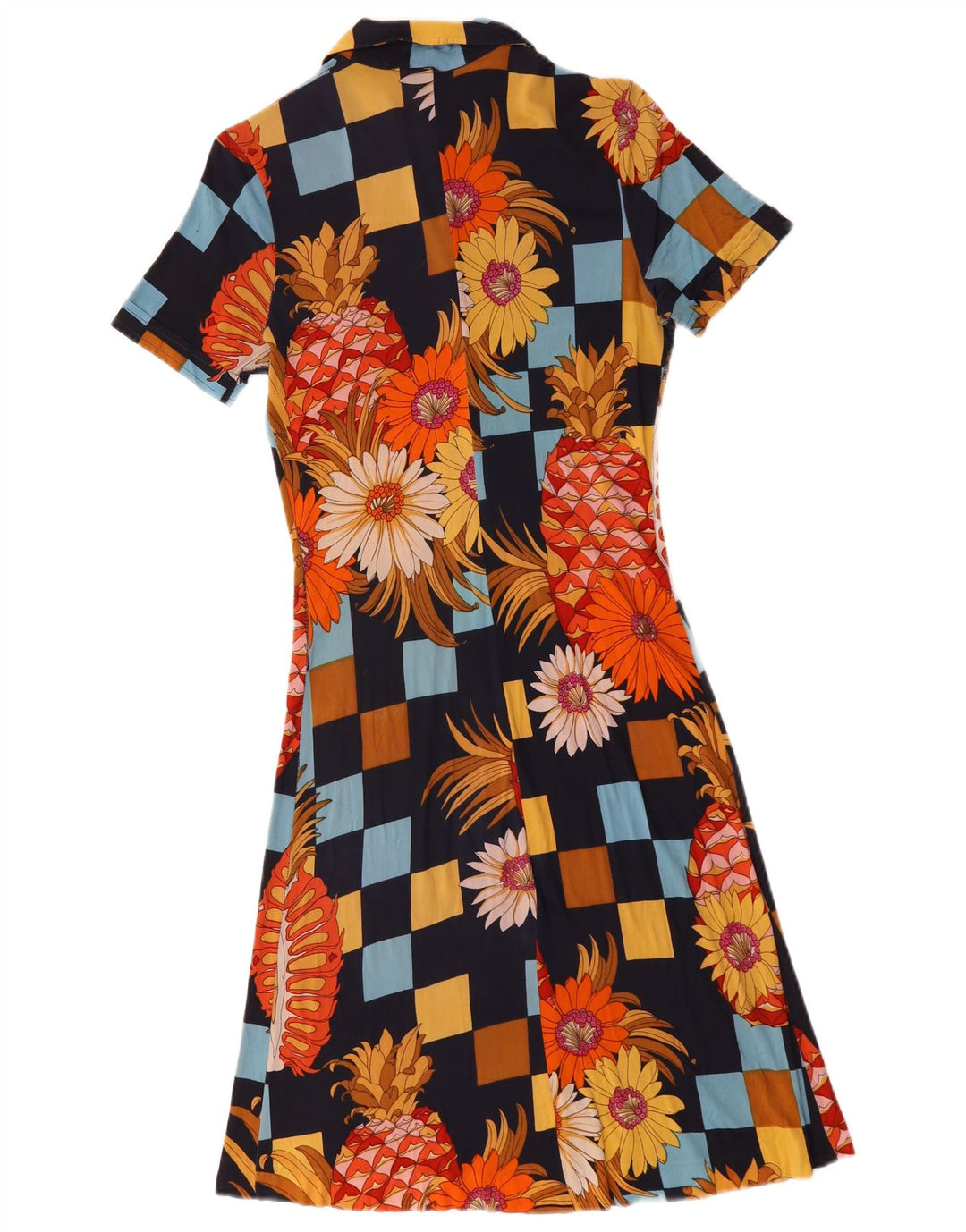Abito a trapezio da donna vintage UK 10 piccolo floreale multicolore