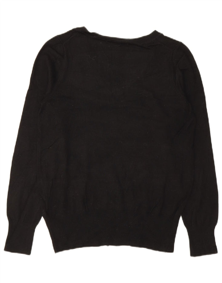 Maglione da donna con scollo a V Marks & Spencer UK 10 piccolo in viscosa nera