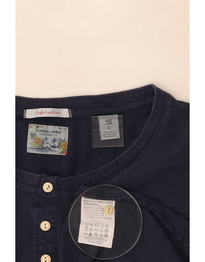Top da uomo Scotch & Soda a maniche lunghe grande in cotone blu navy