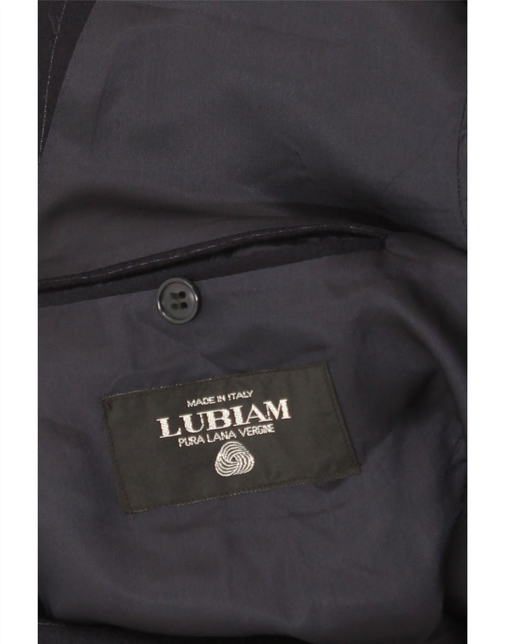 Giacca blazer doppiopetto da uomo Lubiam UK 38 gessato medio blu navy