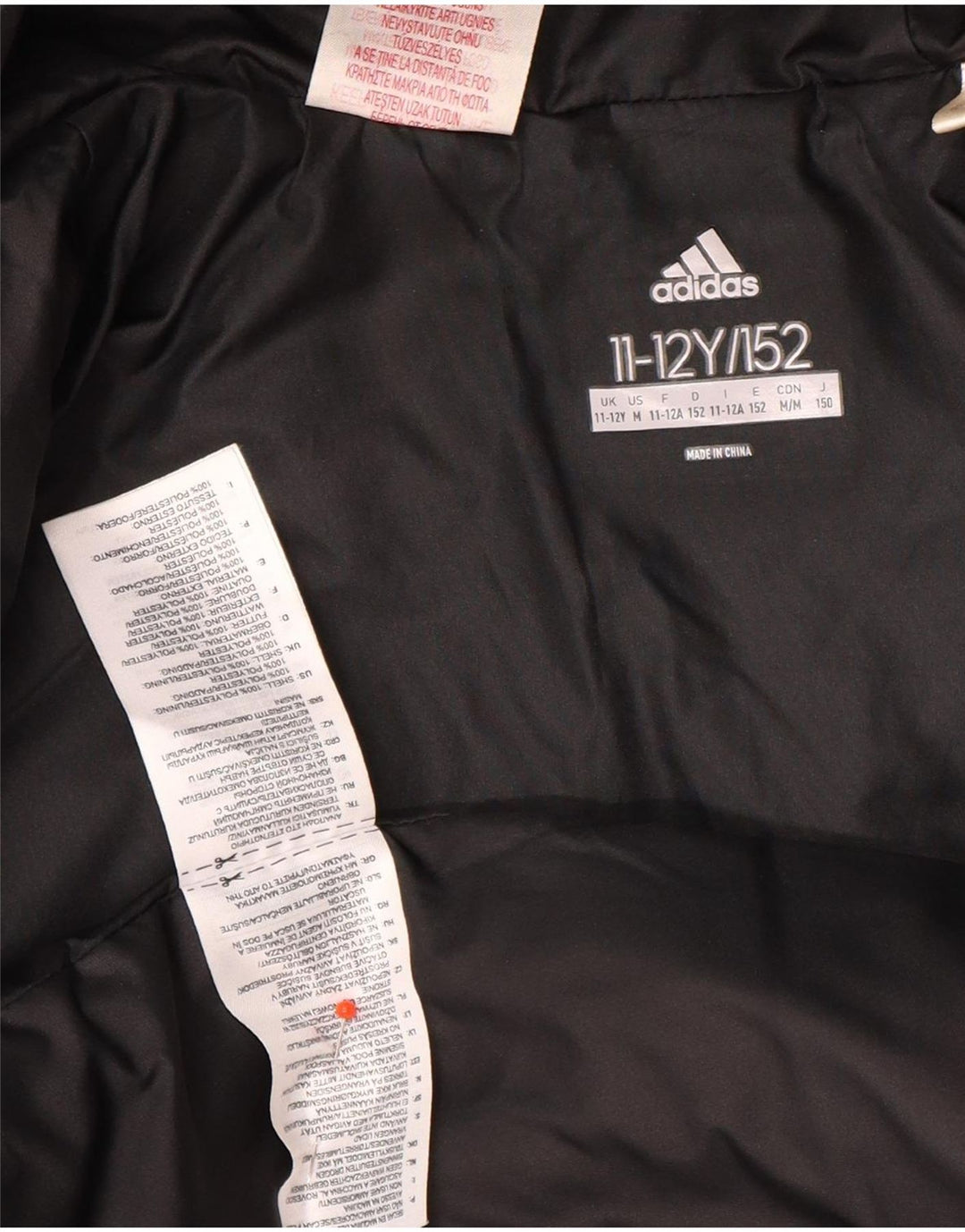 Giacca imbottita con cappuccio Adidas da ragazzo 11-12 anni in poliestere nero