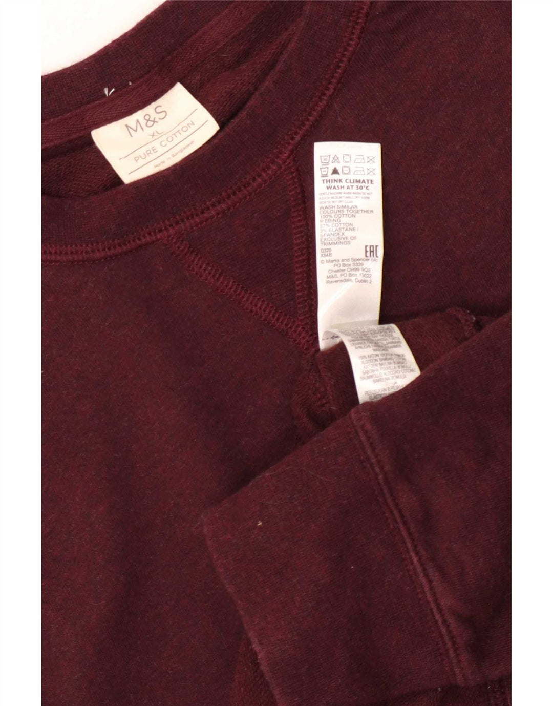 Felpa da uomo Marks & Spencer maglione XL cotone bordeaux