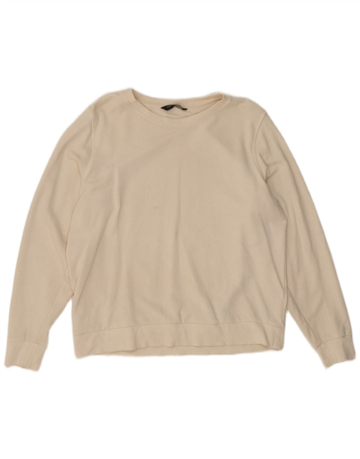 Felpa da donna Marks & Spencer UK 16 grande cotone bianco sporco