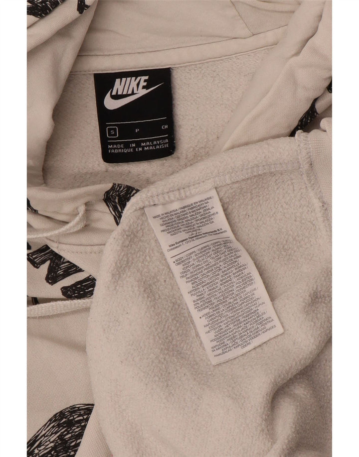 Felpa con cappuccio grafica Nike da uomo piccola in cotone bianco sporco
