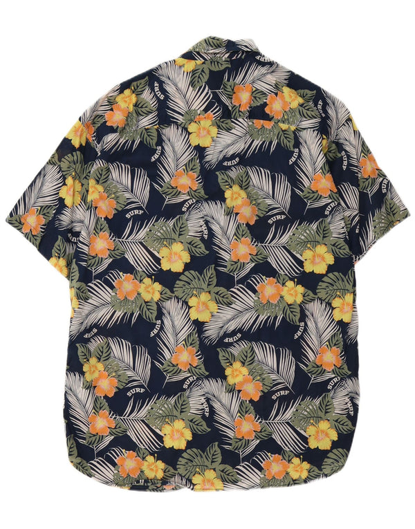 Camicia a maniche corte da uomo Jack & Jones grande hawaiana in cotone floreale blu navy