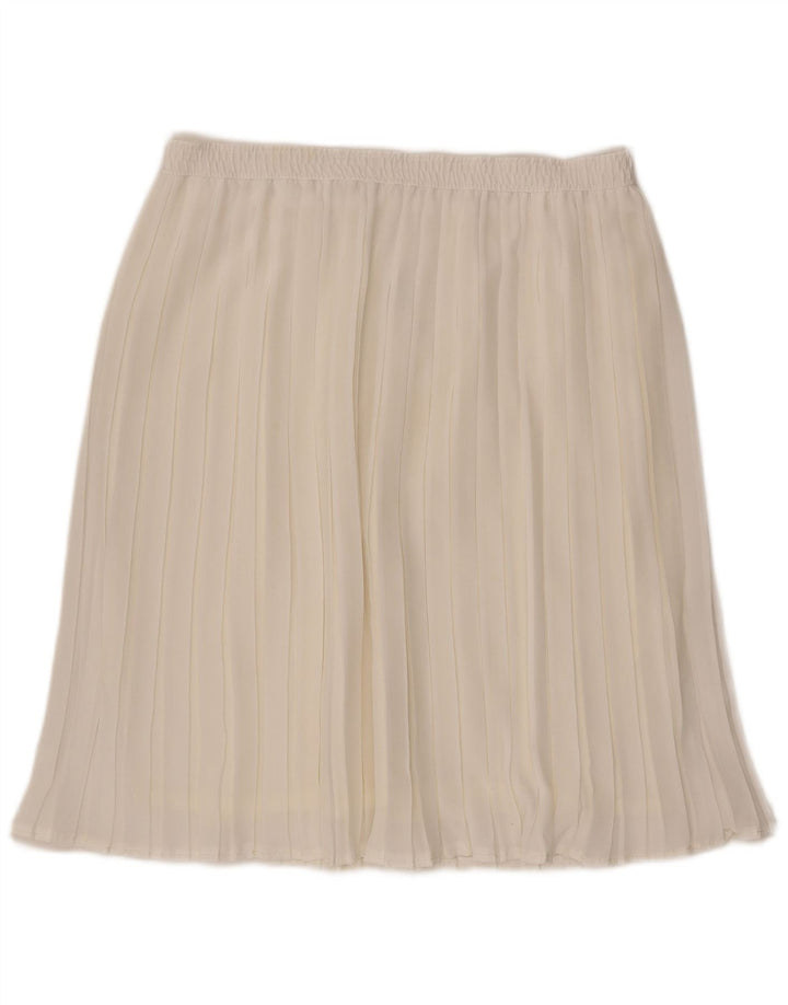 Gonna a pieghe vintage da donna W36 XL in poliestere bianco sporco