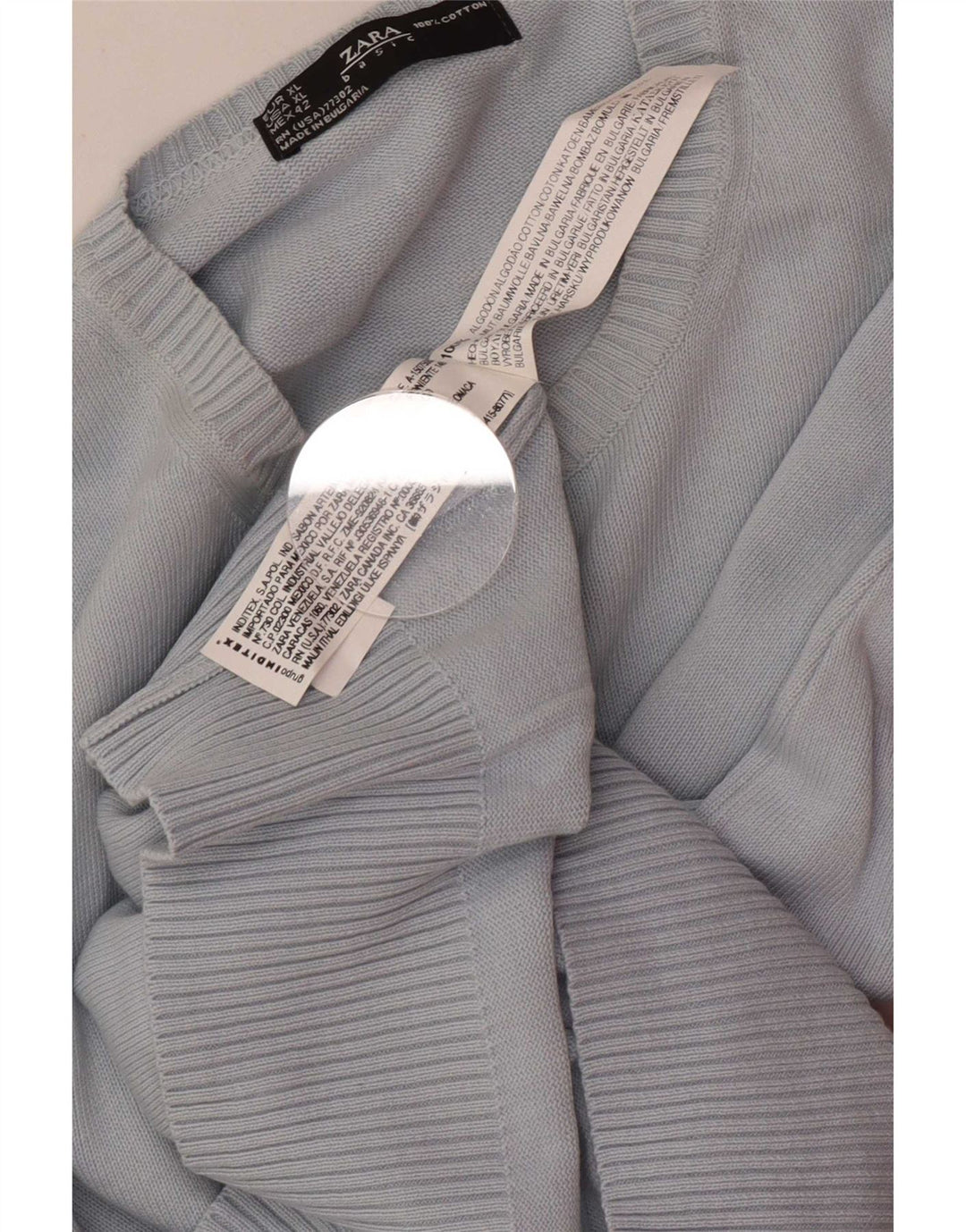 Maglione maglione girocollo da uomo Zara XL in cotone blu