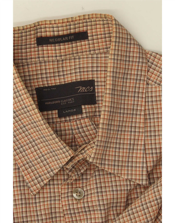 Camicia da uomo Regular Fit Marlboro Classics, motivo a quadri marroni grandi