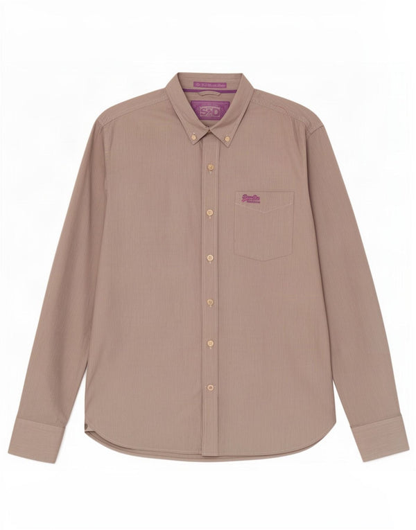 Camicia da uomo Superdry XL in cotone gessato grigio
