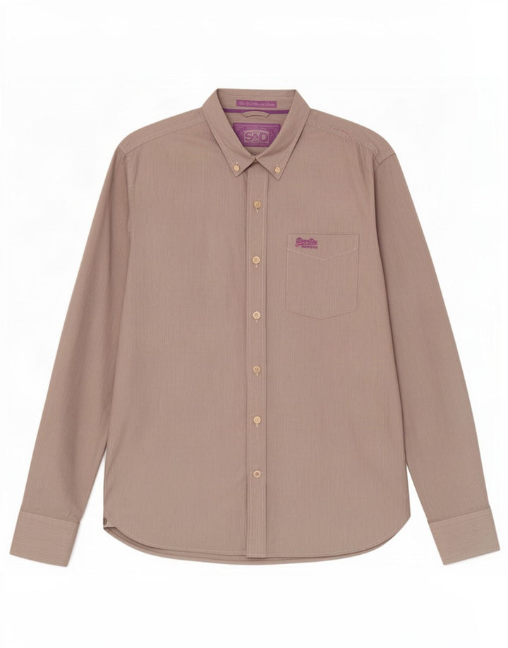 Camicia da uomo Superdry XL in cotone gessato grigio