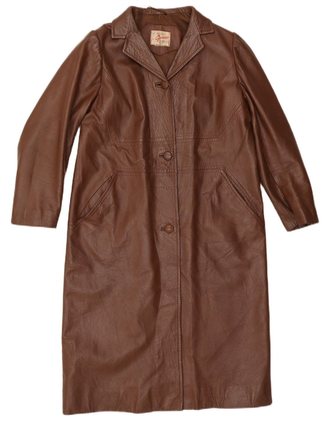 Cappotto in pelle da donna Germano UK 14 Marrone medio