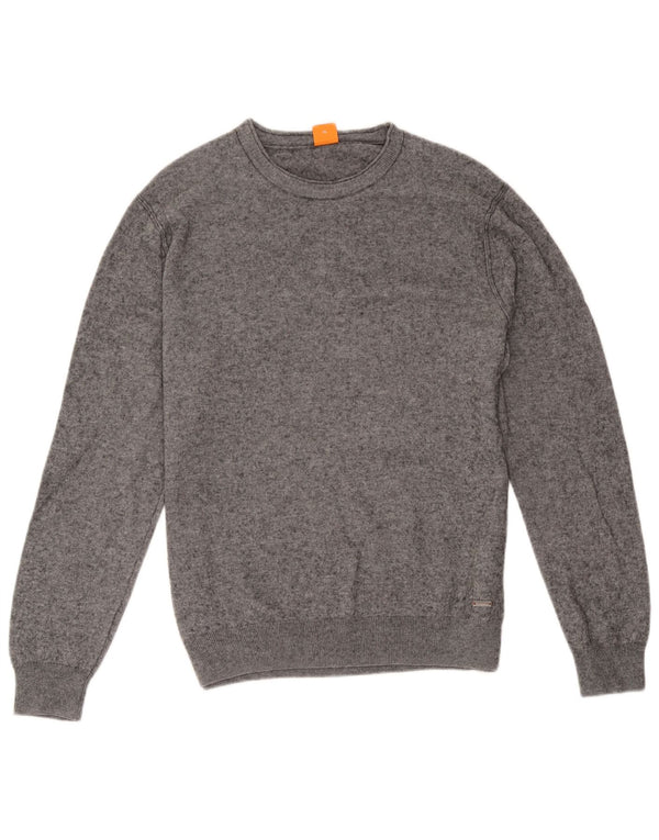 Maglione maglione girocollo da uomo Hugo Boss XL in cotone chiazzato grigio