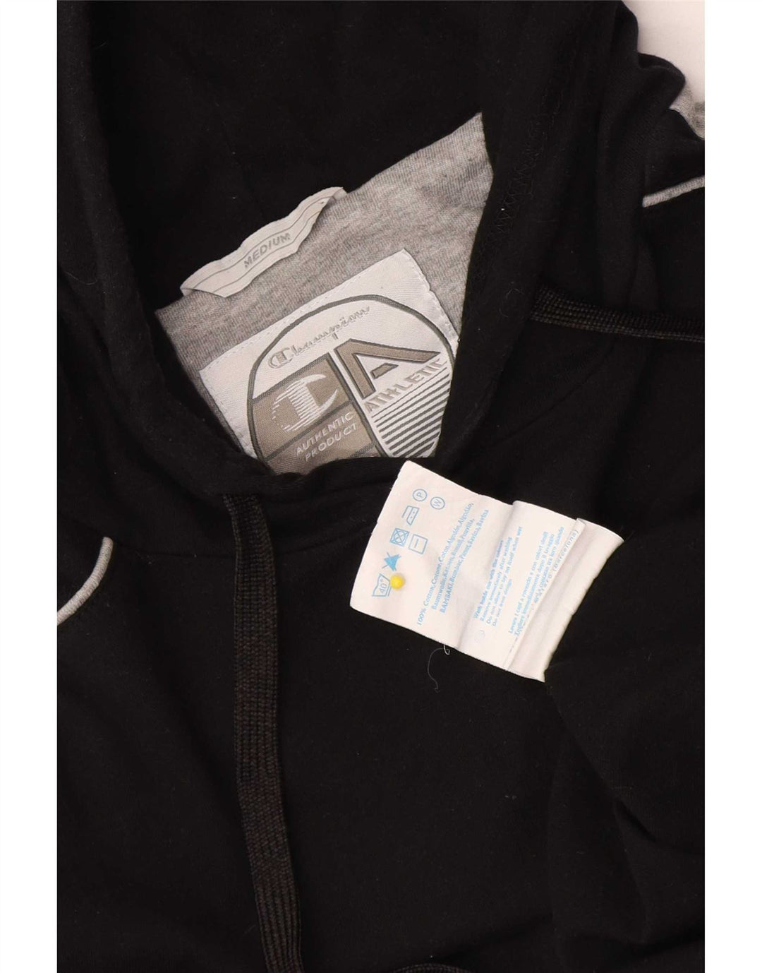 Champion Maglia da uomo con cappuccio a maniche lunghe in cotone color block medio nero