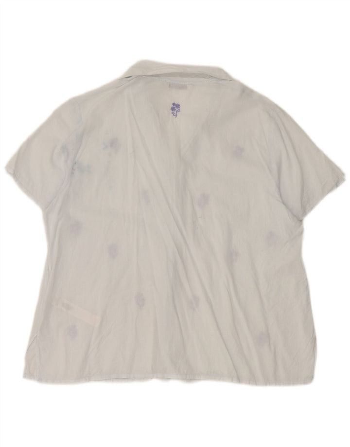 Camicia a maniche corte da donna Marks & Spencer UK 12 Cotone floreale blu medio