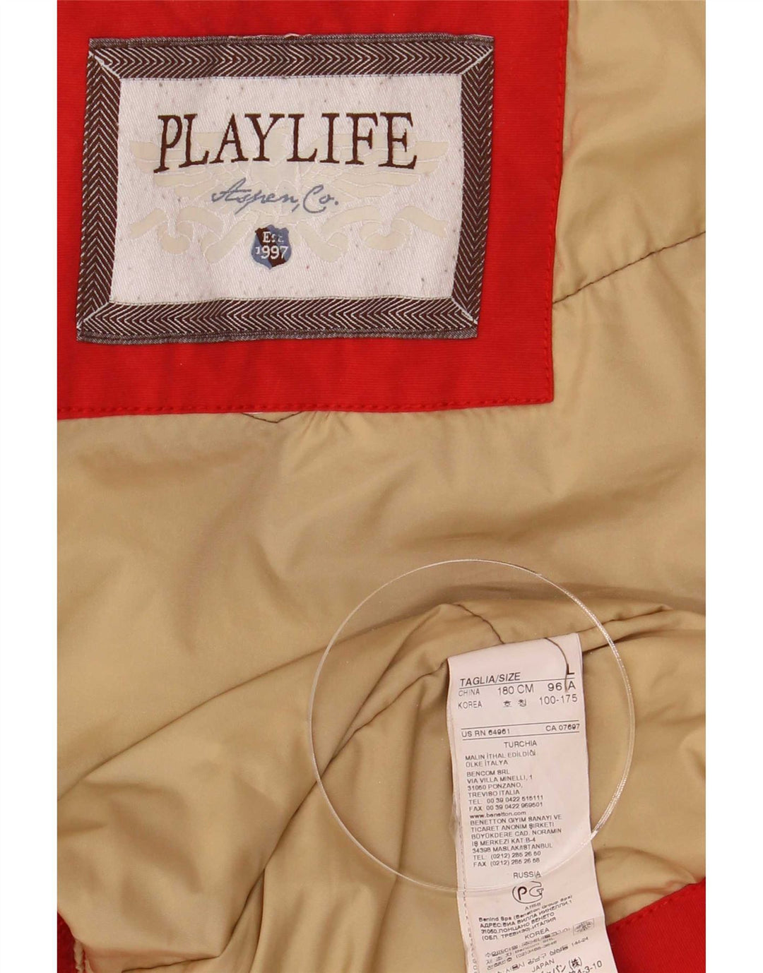 Giacca imbottita con cappuccio da uomo Playlife UK 40 grande cotone rosso