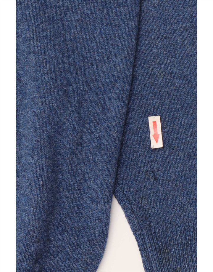 Maglione maglione girocollo da uomo del fine settimana, blu medio, lana a rombi/diamante