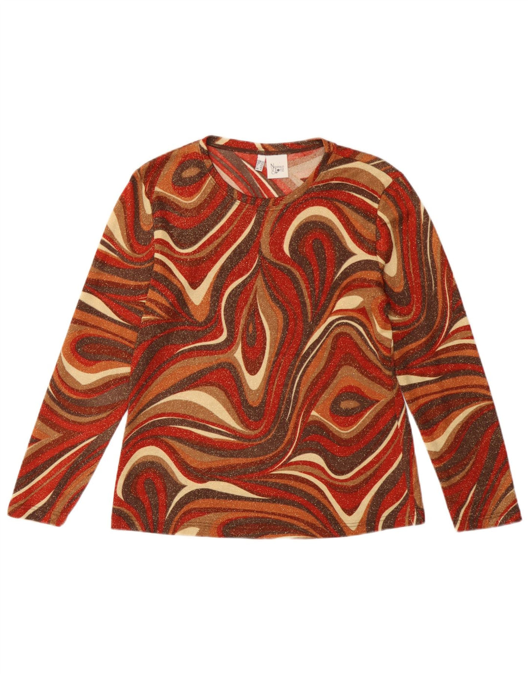 Top da donna a maniche lunghe Nienhaus UK 14 medio multicolore geometrico