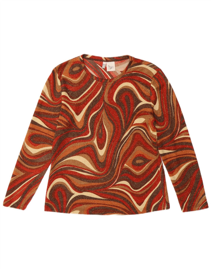 Top da donna a maniche lunghe Nienhaus UK 14 medio multicolore geometrico