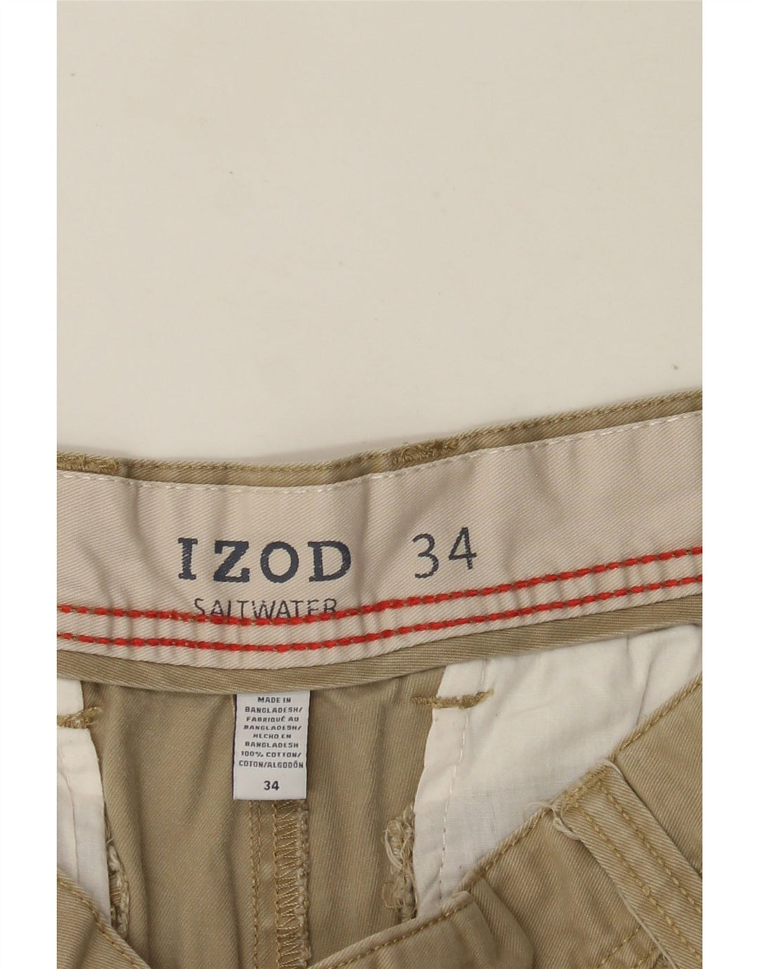 Pantaloncini cargo da uomo per acqua salata IZOD W34 grandi in cotone beige
