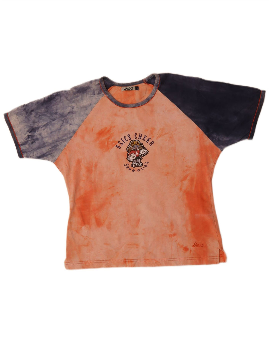 T-shirt grafica corta ASICS da donna UK 14 Large Orange Colourblock