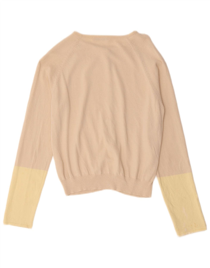 Maglione cardigan da donna Marks & Spencer UK 16 Large Beige Colourblock