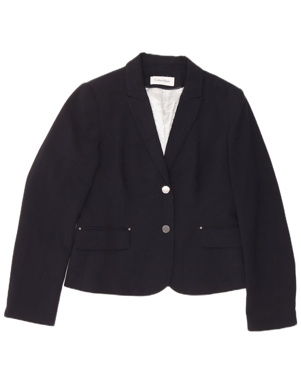 CALVIN KLEIN Giacca blazer a 2 bottoni da donna UK 14 medio blu navy