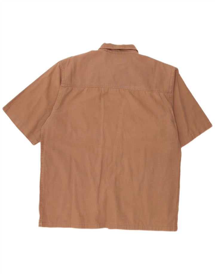 JEEP Camicia a maniche corte da uomo XL in cotone a quadri marrone