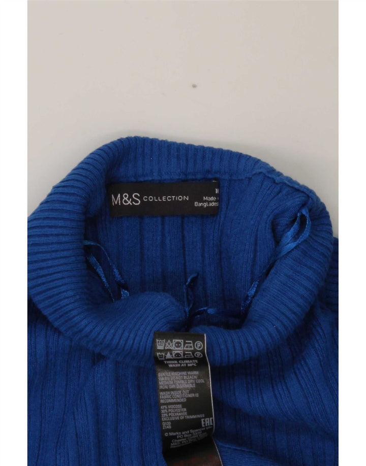 Maglione maglione a collo alto da donna Marks & Spencer UK 10 piccolo in viscosa blu