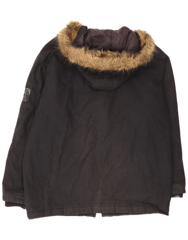 Giacca Parka con cappuccio da uomo Quiksilver UK 40 Large in cotone nero