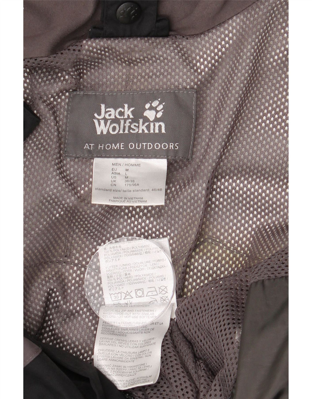 JACK WOLFSKIN Giacca antipioggia da uomo con cappuccio UK 36/38 Medium Nero Colourblock