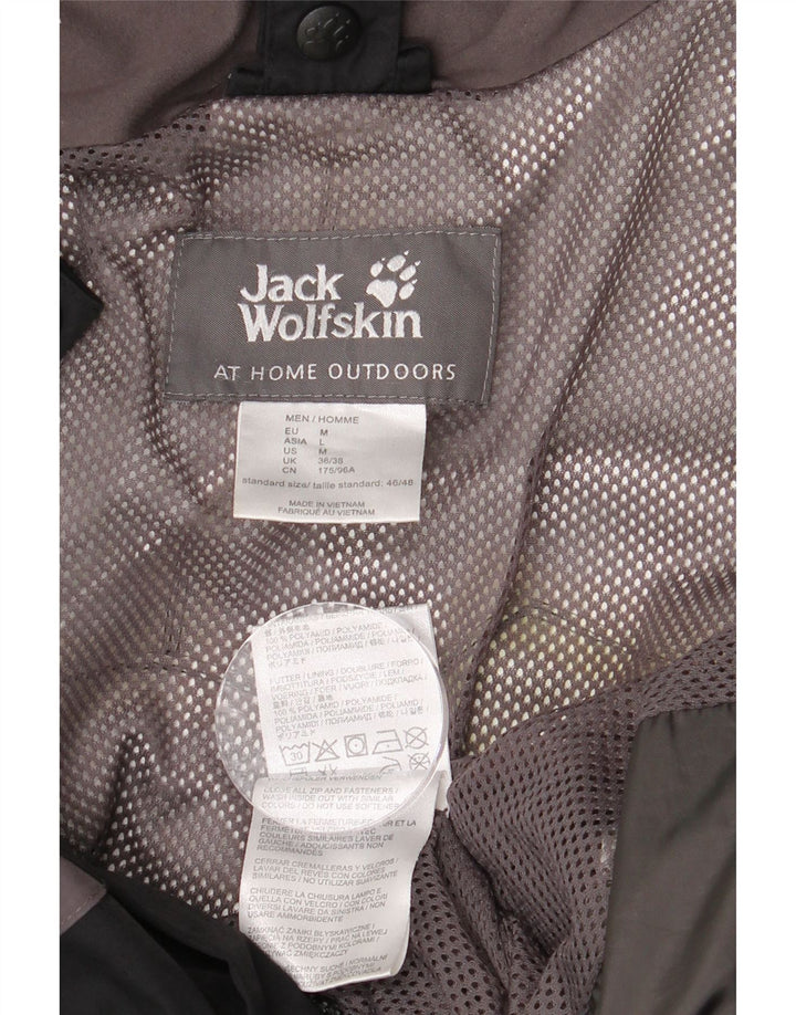 JACK WOLFSKIN Giacca antipioggia da uomo con cappuccio UK 36/38 Medium Nero Colourblock