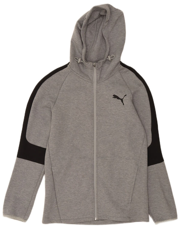 Felpa con cappuccio e zip da uomo Puma Small in cotone color block grigio