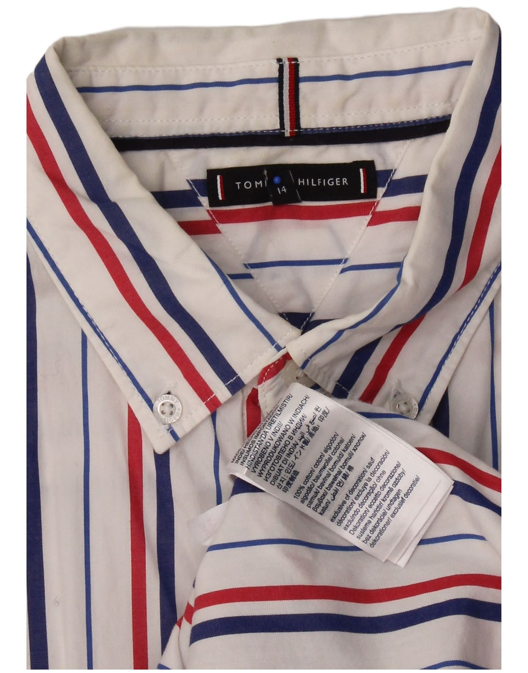 TOMMY HILFIGER Camicia Bambino 13-14 Anni Cotone Gessato Bianco