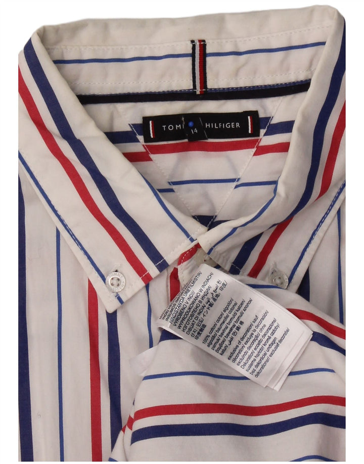 TOMMY HILFIGER Camicia Bambino 13-14 Anni Cotone Gessato Bianco